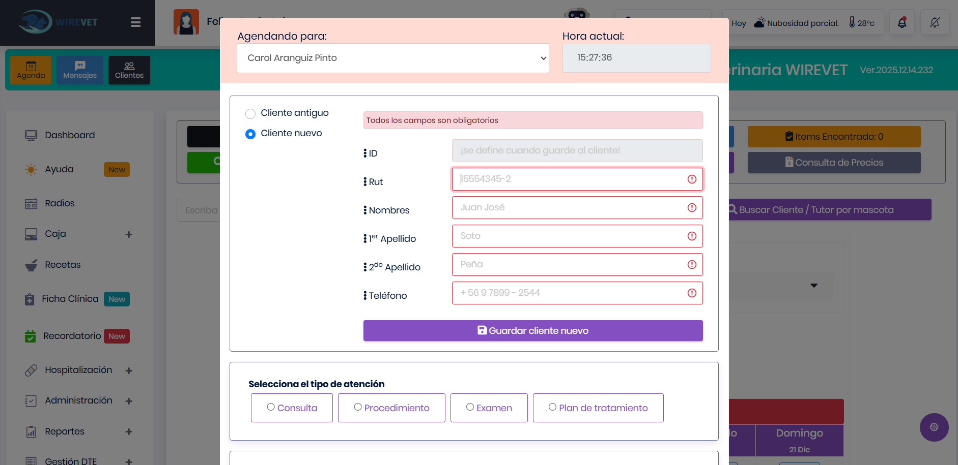 Gestión de tratamientos y adjuntos