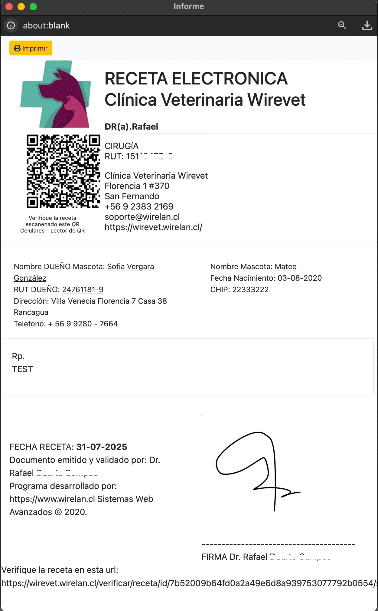 Receta Electrónica Wirevet